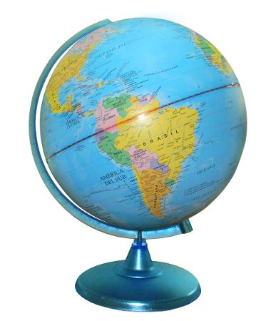 GLOBO TERRAQUEO BASE PLASTICA 25CM (x U.)