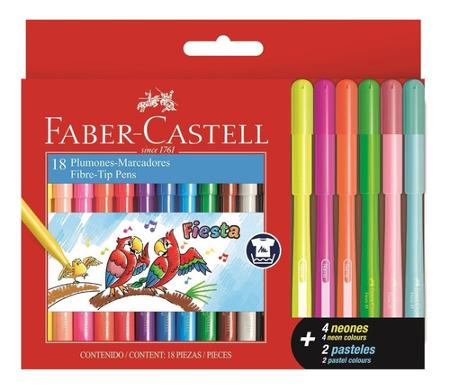 FIBRA FABER FIESTA X12 + 4 NEON + 2 PASTEL (x U.)