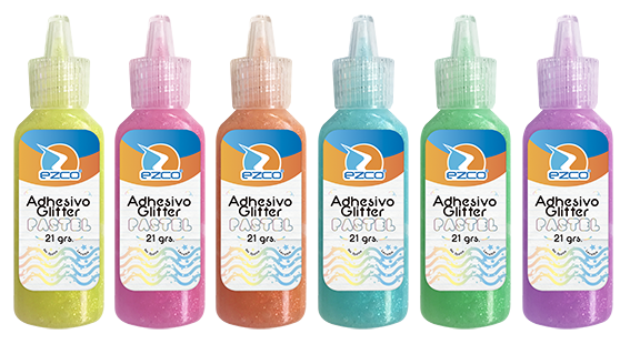 ADHESIVO GLITTER EZCO 21GR PASTEL (x U.)