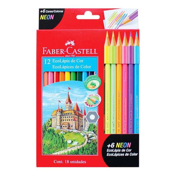 LAPIZ COLOR FABER X12 + 6 NEON  112671 (x U.)