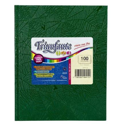 CUADERNO 19X24 TRIUNFANTE 123 100H RAYA VE (x U.)