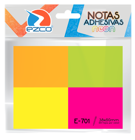 TACO ADHESIVO EZCO 75X75 FLUO X5 COL 300H E - 725 (x U.)