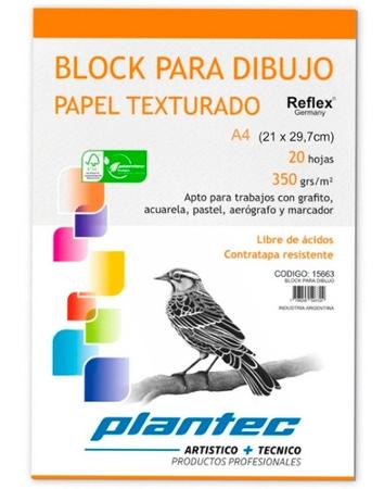 BLOCK DIBUJO PLANTEC ENCOLADO A4 20H 350GR TEXTURADO (x U.)