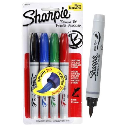 MARCADOR SHARPIE PUNTA PINCEL X4 (x U.)