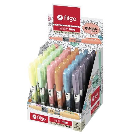 EXHIBIDOR FILGO RESALTADOR FINE X36 PASTEL (x bli.)