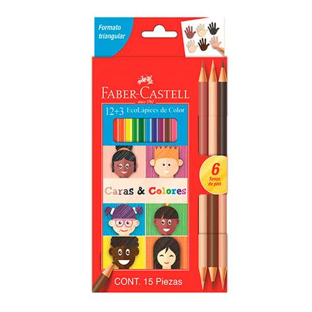 LAPIZ COLOR FABER X12 CARAS Y COLORES + 3BICOLOR (x U.)
