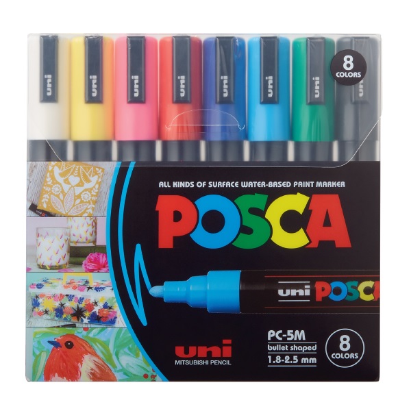 MARCADOR POSCA PC-5M PUNTA GRUESA X8 METALICOS (x U.)