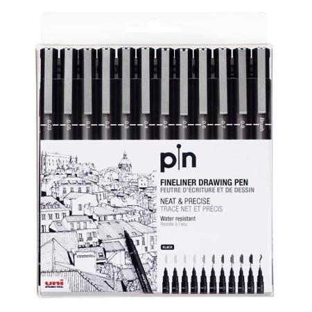 MICROFIBRA UNI PIN FINELINER X12 - BLACK (x U.)