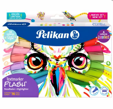 RESALTADOR PELIKAN FLASH BUHO X16 OFI10 (x U.)