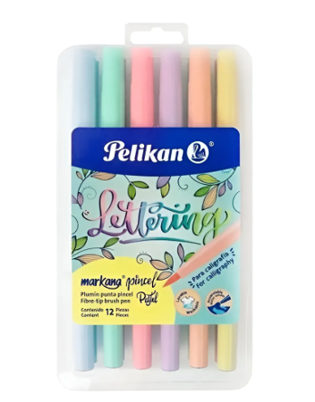 FIBRA PELIKAN MARKANA PUNTA PINCEL PASTEL X12 OFI20 (x U.)