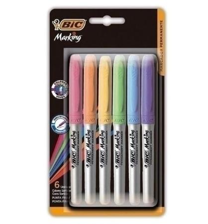 MARCADOR BIC PERM FINO X6 PASTEL OFI30 (x U.)