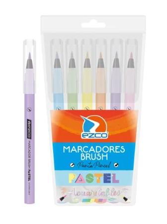 FIBRA PUNTA PINCEL EZCO X6 - PASTEL (x U.)