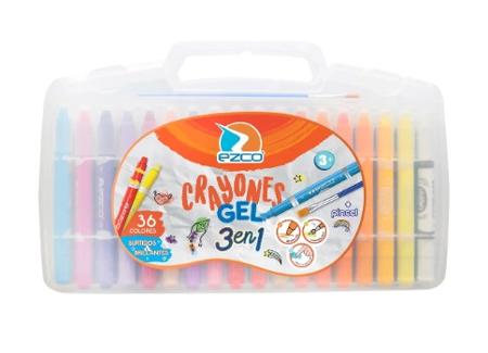 LAPIZ CERA EZCO GEL X36 + PINCEL (x U.)