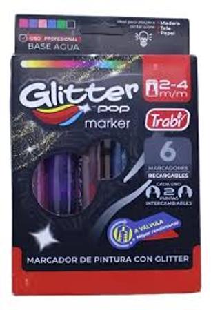 MARCADOR  TRABI ACRYLIC POP GLITTER X6 - 34090