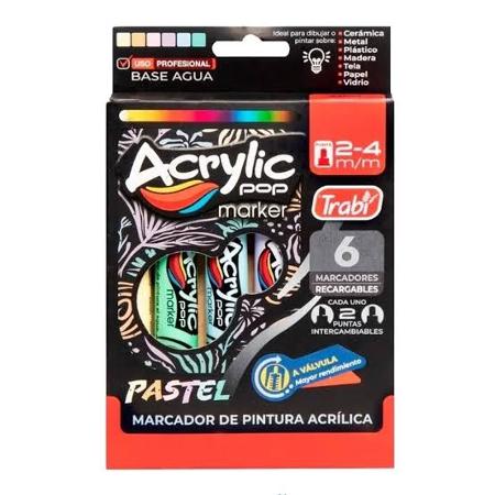 MARCADOR  TRABI ACRYLIC POP PASTEL X6 - 34088