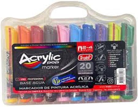 MARCADOR  TRABI ACRYLIC POP SURTIDO X20