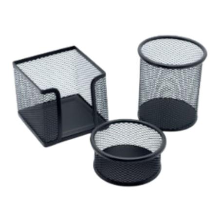 SET MALLA METALICA 3 PIEZAS PORTA LAPIZ/ TACO/ CLIPS - 7858 (x U.)