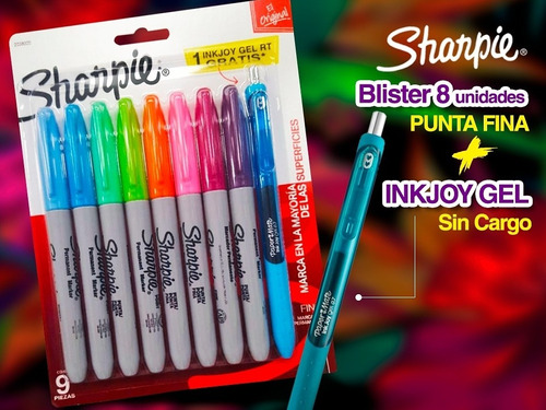 MARCADOR SHARPIE FINO X8 + INKJOY GEL (x U.)