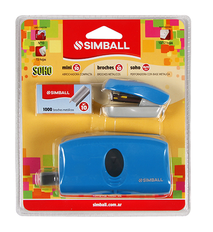 SET SIMBALL SOHO MINI ABROCHADORA + PERFORAD+ BROCHE (x bli.)