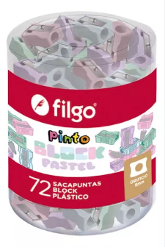 SACAPUNTAS FILGO PLASTICO BLOCK PASTEL -  D72 (x U.)
