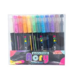 MARCADOR ACRILICO UTILUNO PUNTA PINCEL X12 OFI25 (x U.)