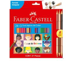 LAPIZ COLOR FABER X24 CARAS Y COLORES + 3BICOLOR (x U.)