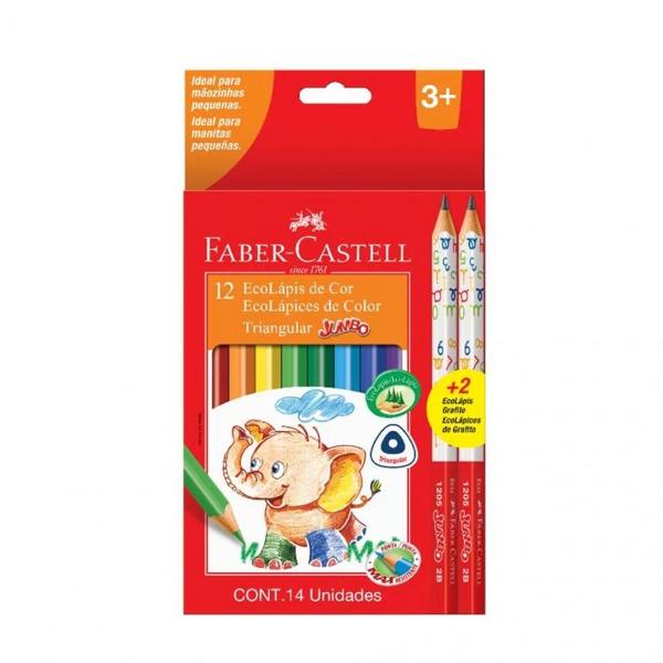 LAPIZ COLOR FABER X12 JUMBO + 2 GRAFITOS (x U.)