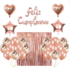 SET GLOBOS FELIZ CUMPLEAOS + CORTINA - 29PZ (x U.)