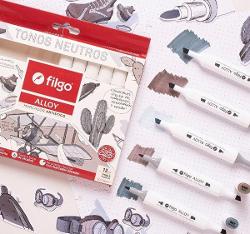 MARCADOR FILGO ARTISTICO 2 PUNTA X12 GRISES (x U.)