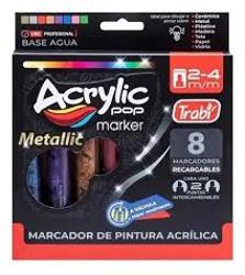 MARCADOR  TRABI ACRYLIC POP METAL X8
