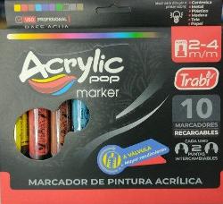MARCADOR  TRABI ACRYLIC POP SURTIDO X10