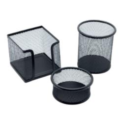 SET MALLA METALICA 3 PIEZAS PORTA LAPIZ/ TACO/ CLIPS - 7858 (x U.)